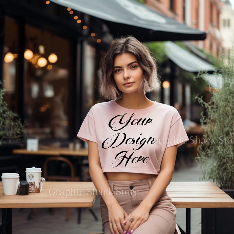 4 Soft Pink Champion Cropped Top Mock Up, Summer Tee-shirt, Champion ...