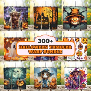 300 Halloween Tumbler Design, 20 Unzen Halloween Tumbler Sublimationsdesign Full Wrap PNG, Spooky Straight Tumbler Art
