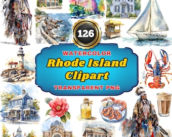 26 illustrazioni ad acquerello del Rhode Island - Ocean State Essence: illustrazioni di bellezza costiera e monumenti storici per progetti artistici e di arredamento