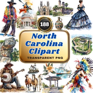 188 Watercolor North Carolina Cliparts - Picturesque Landmark and Scenery Illustrations for Art, Decor & Educational Projects