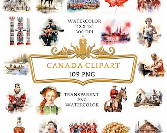 109 aquarel Canada PNG ClipArt bundel, Canadian Summer Travel, Landmark Clip Art, Canada Vacation, Dream Travel Clipart, Commercieel gebruik