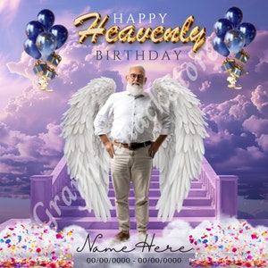 Happy himmlischen Geburtstag Erinnerung PNG, Engel-Erinnerung: 2 Lila & Blauer Himmel Hintergrund 7 PNGs für Gedenkstätte, Ruhe in Frieden und Tribut