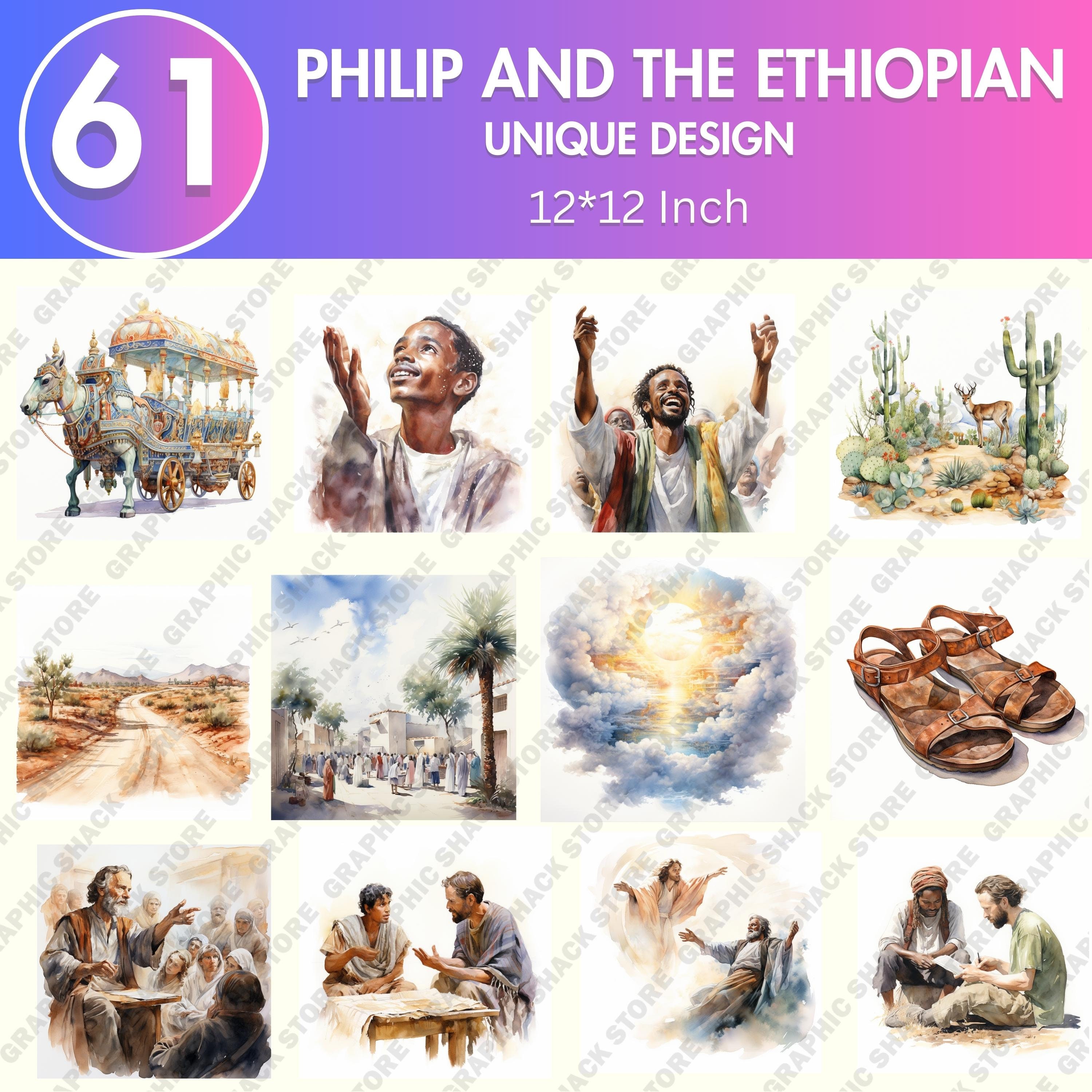61 PNG Watercolor Philip and the Ethiopian Clip Art Christian