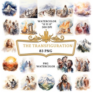 83 Watercolor The Transfiguration Clipart | Christian Religious Bible Based Story For Scrapbooking, Junk journal Or Digital Printing