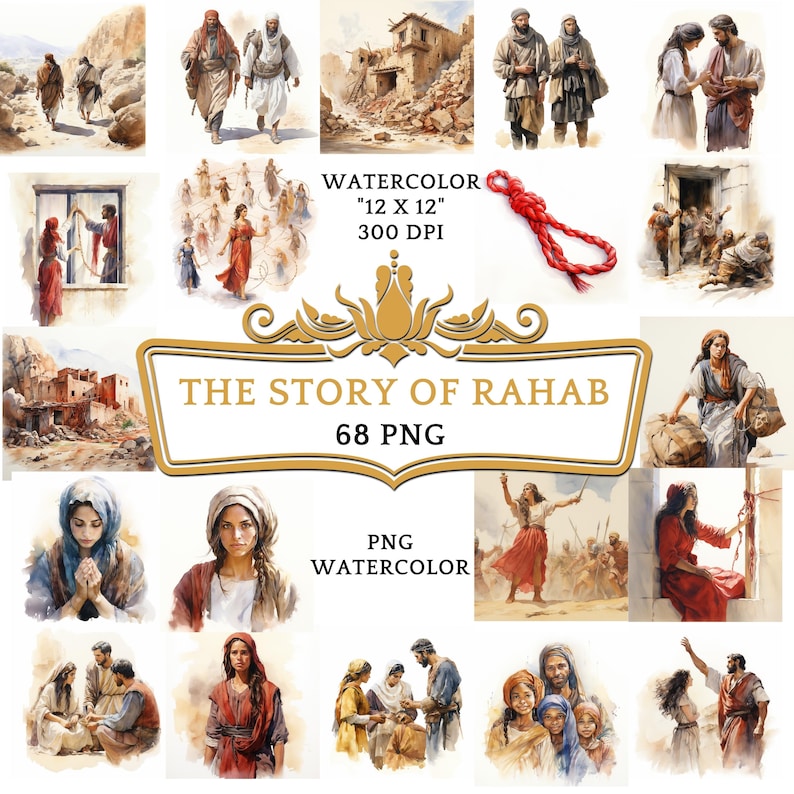 Rahab Portrait 68 Watercolor the Story of Rahab PNG Clip Art | Christian Religious ...