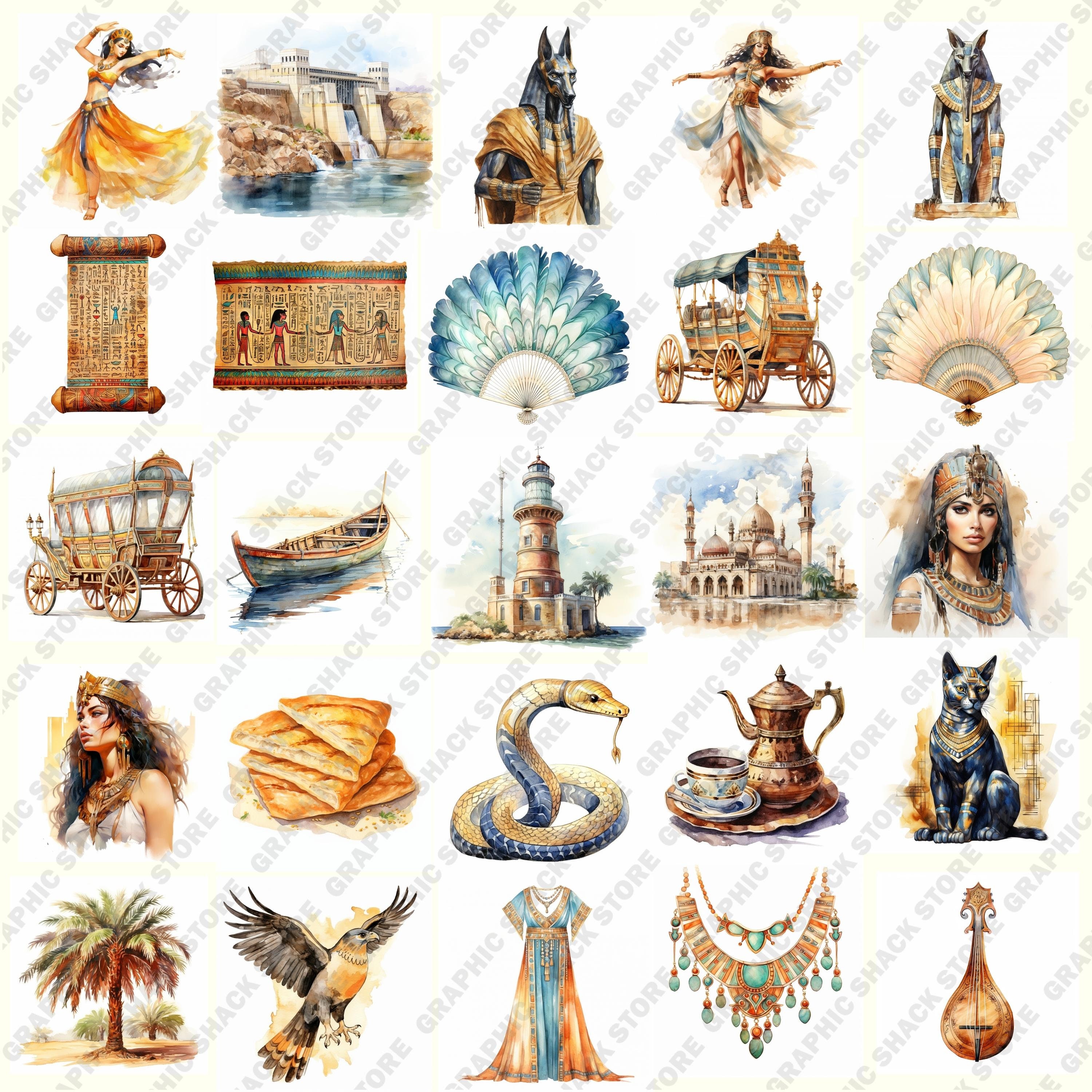 107 Watercolor Egypt PNG Clipart Bundle, Egypt Travel, Ancient Egyptian ...