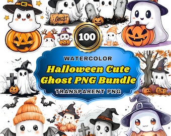 100 Halloween Cute Ghost PNG Sublimation Bundle, Retro Halloween Pngs, Cute Spooky Ghost Png, Funny Sticker Png, Trending Halloween Pn