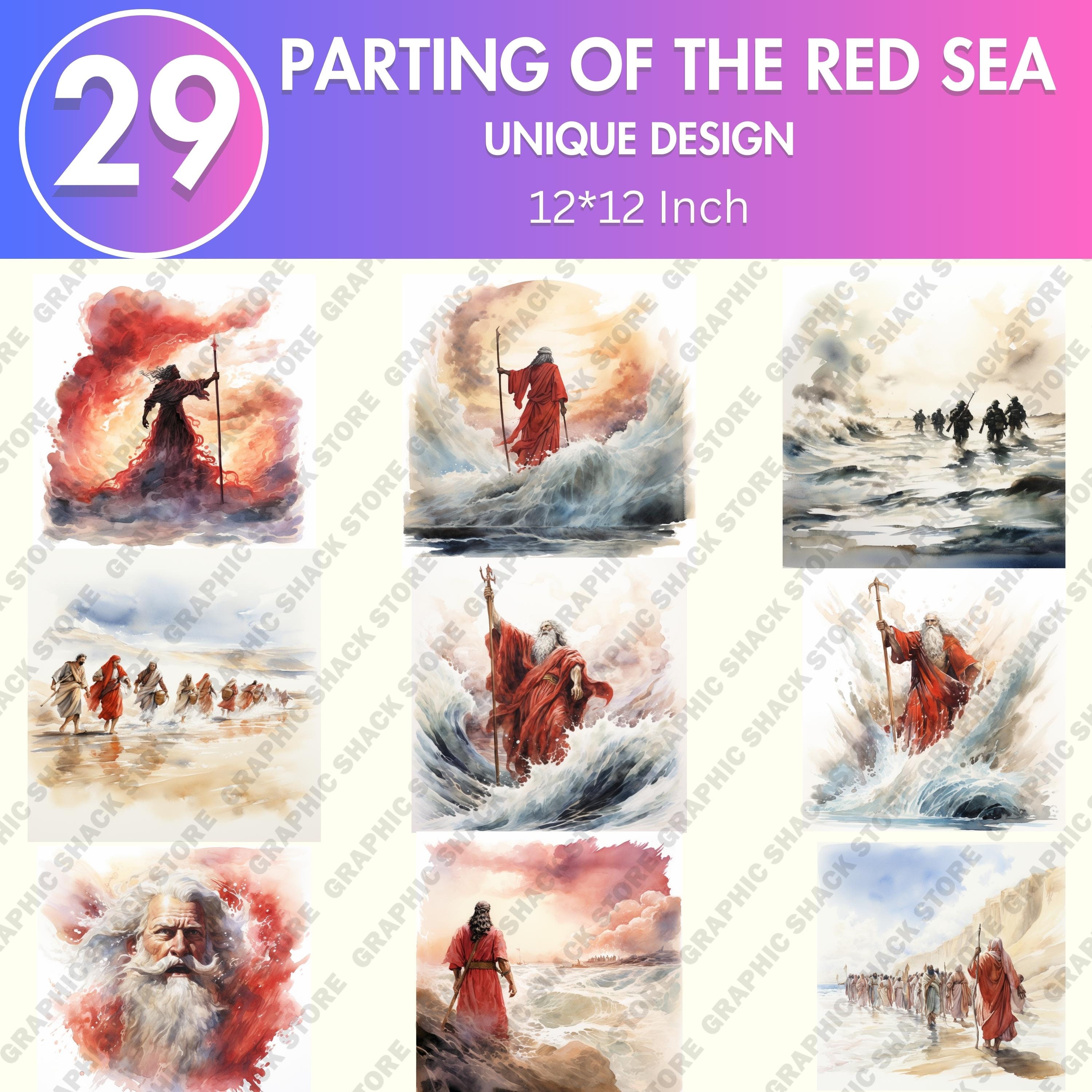 29 Watercolor Crossing the Red Sea Clipart Christian Religious Bible ...