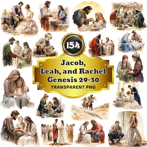 154 Watercolor Cliparts of Jacob, Leah, and Rachel - Genesis 29-30