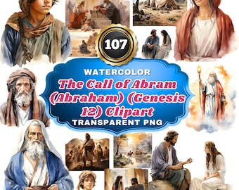 107 Watercolor The Call of Abraham (Genesis 12) PNG Clipart, Divine Calling Bible Story for Religious Education & Inspirational Art Projects