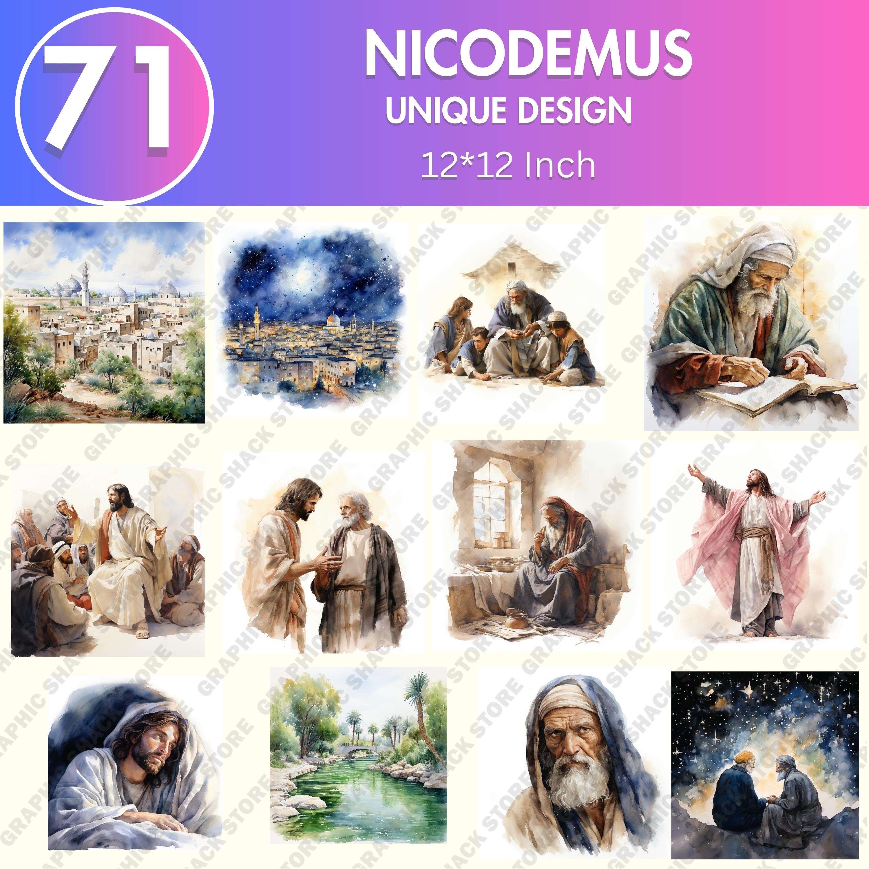 71 PNG Watercolor Nicodemus Clip Art Christian Religious Bible Based ...