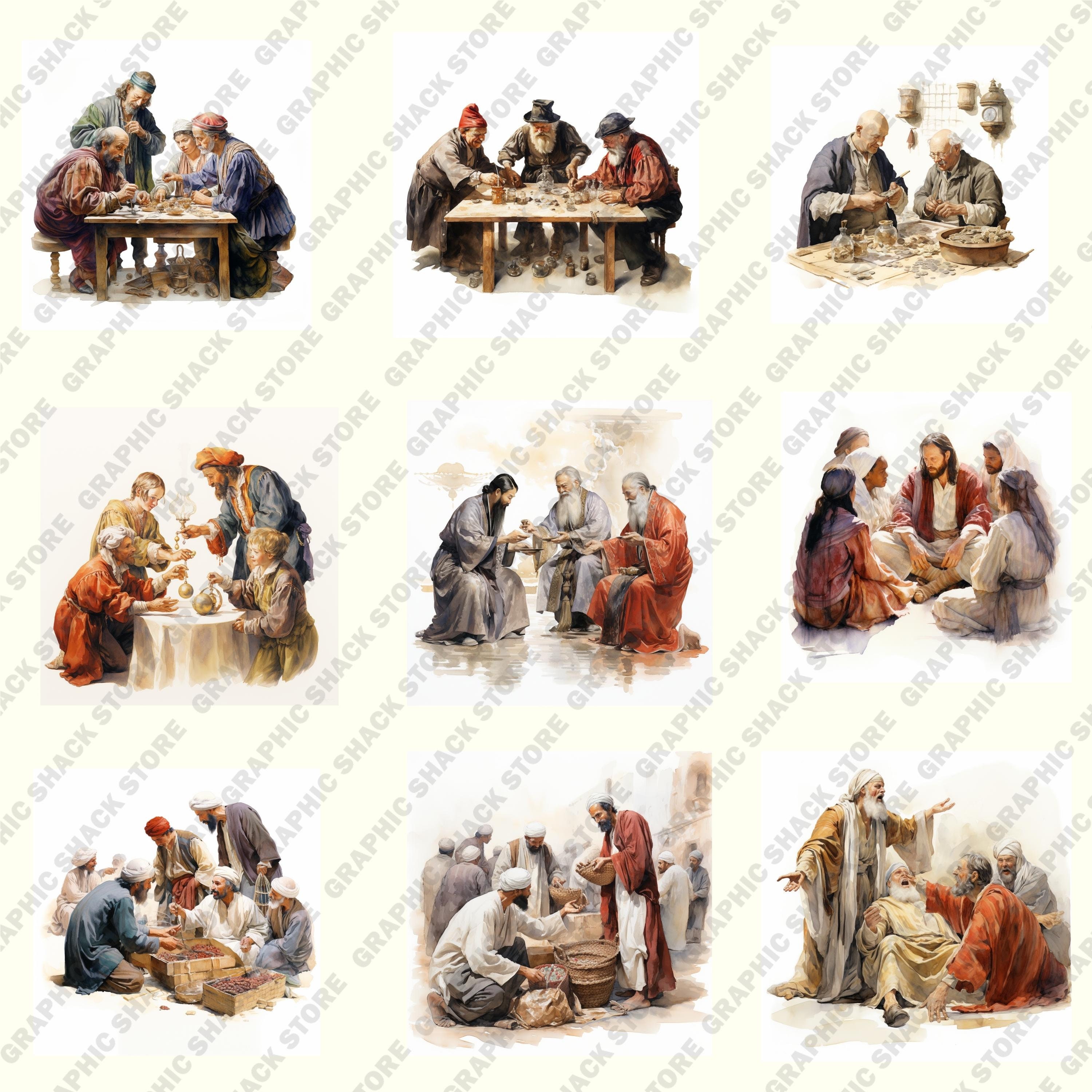 78 PNG Watercolor Parable of Talents Clip Art Christian Religious Bible ...