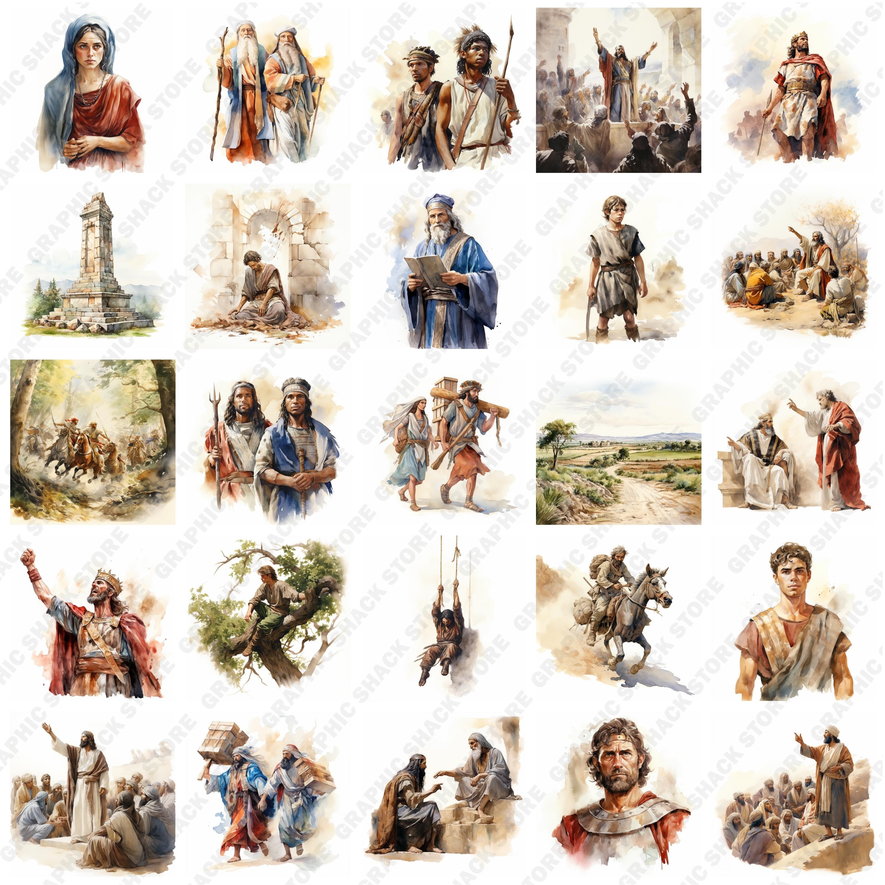 167 Watercolor Cliparts of Absalom's Rebellion, Ancient Conflicts ...