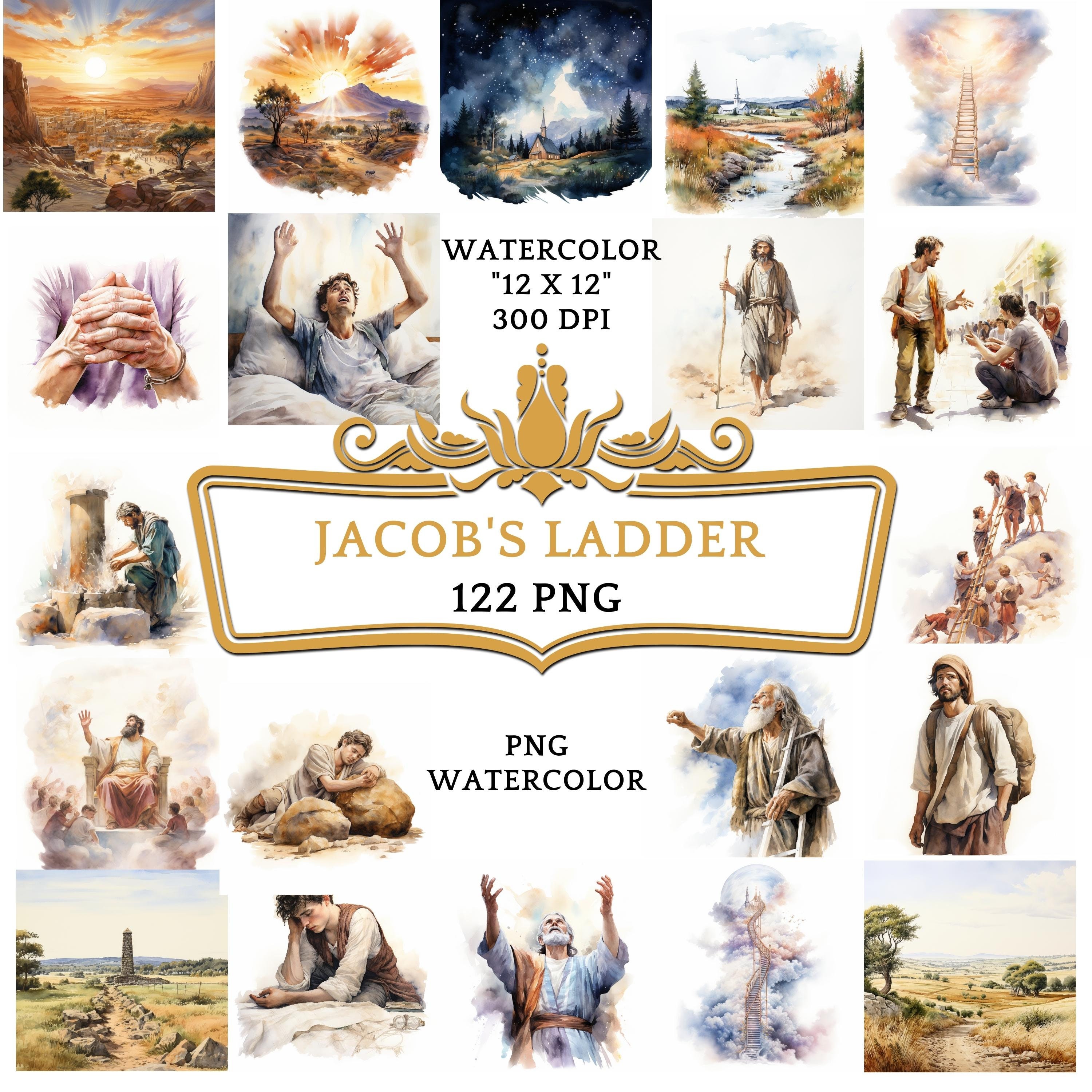 53 PNG Watercolor Jacob's Ladder Clip Art | Christian Religious Bible ...