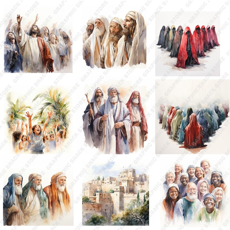 66 Watercolor the Triumphal Entry of Jesus Clipart | Christian ...