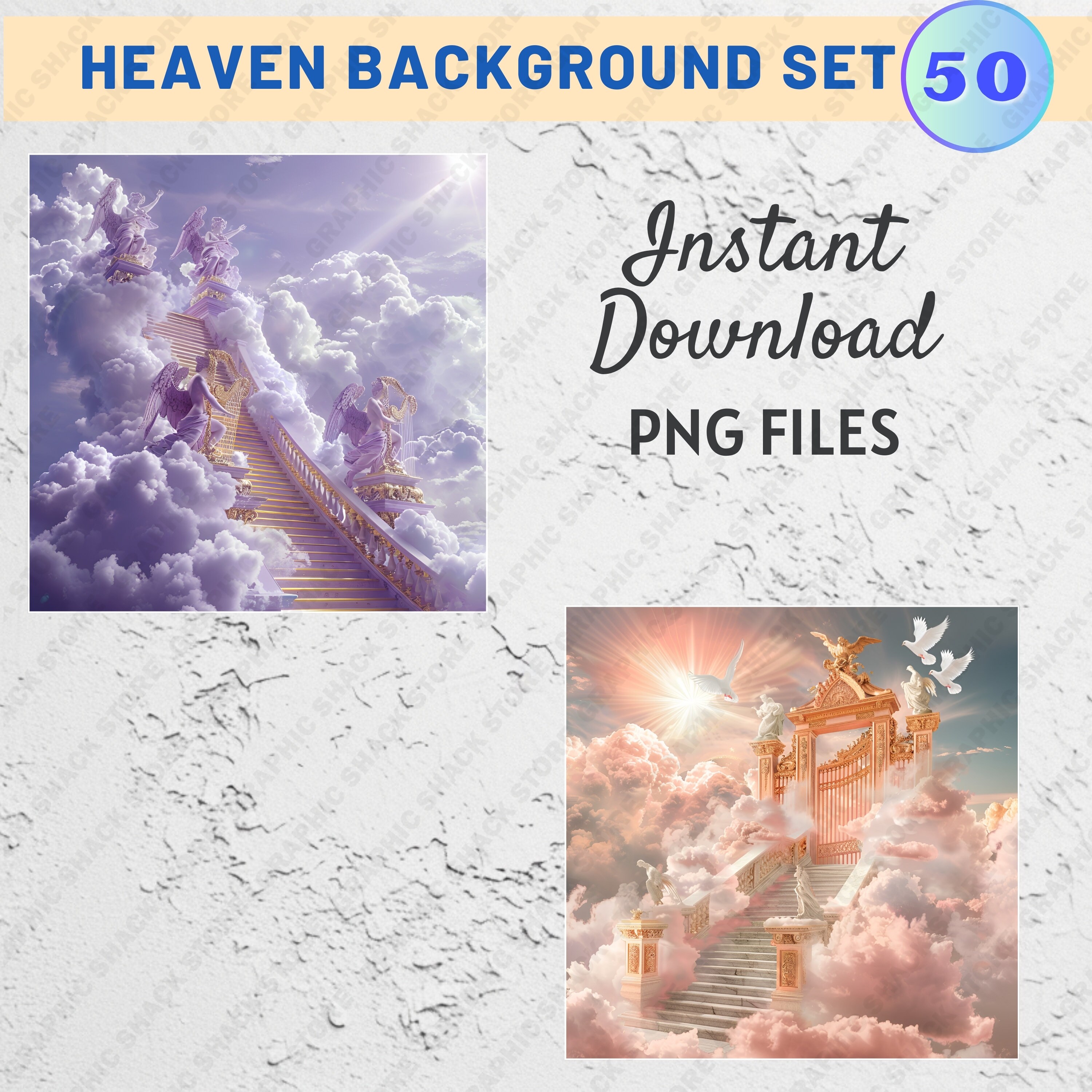 Heaven Boder 50x Heaven Background PNG Bundle, in Loving Memory PNG, Blue Purple ...