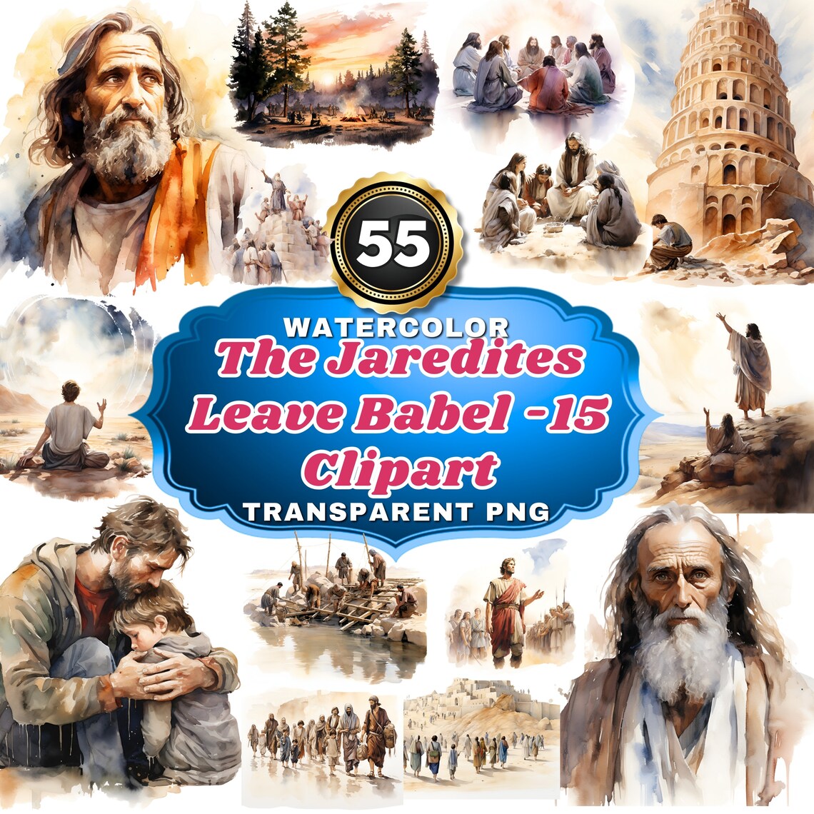 Jaredites 55 Watercolor Jaredites' Exodus PNG Cliparts - Jaredites Leave Babel ...