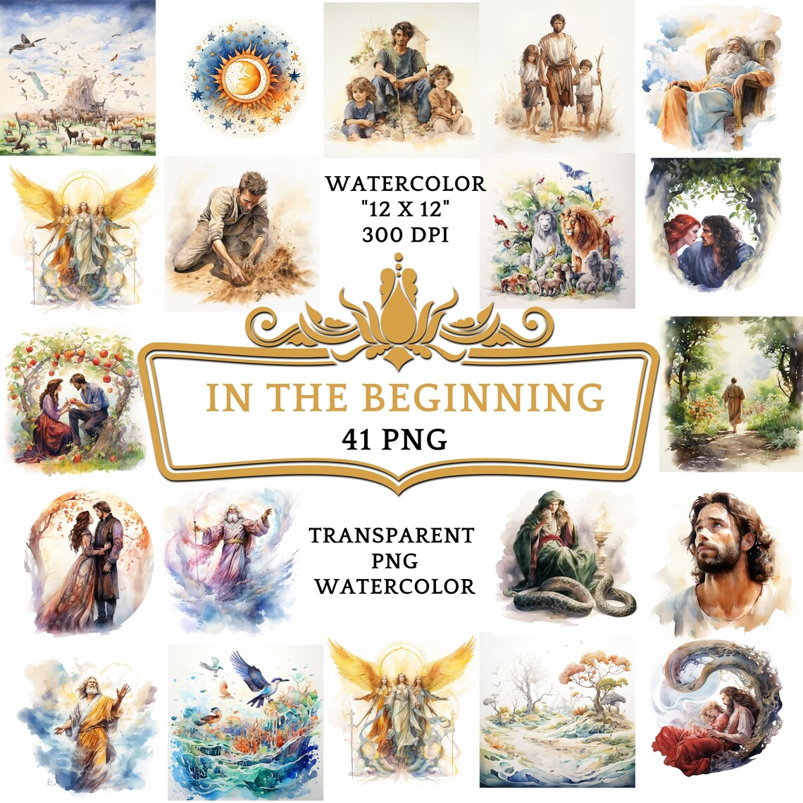 41 PNG Watercolor in the Beginning Clip Art | Christian Religious Bible ...
