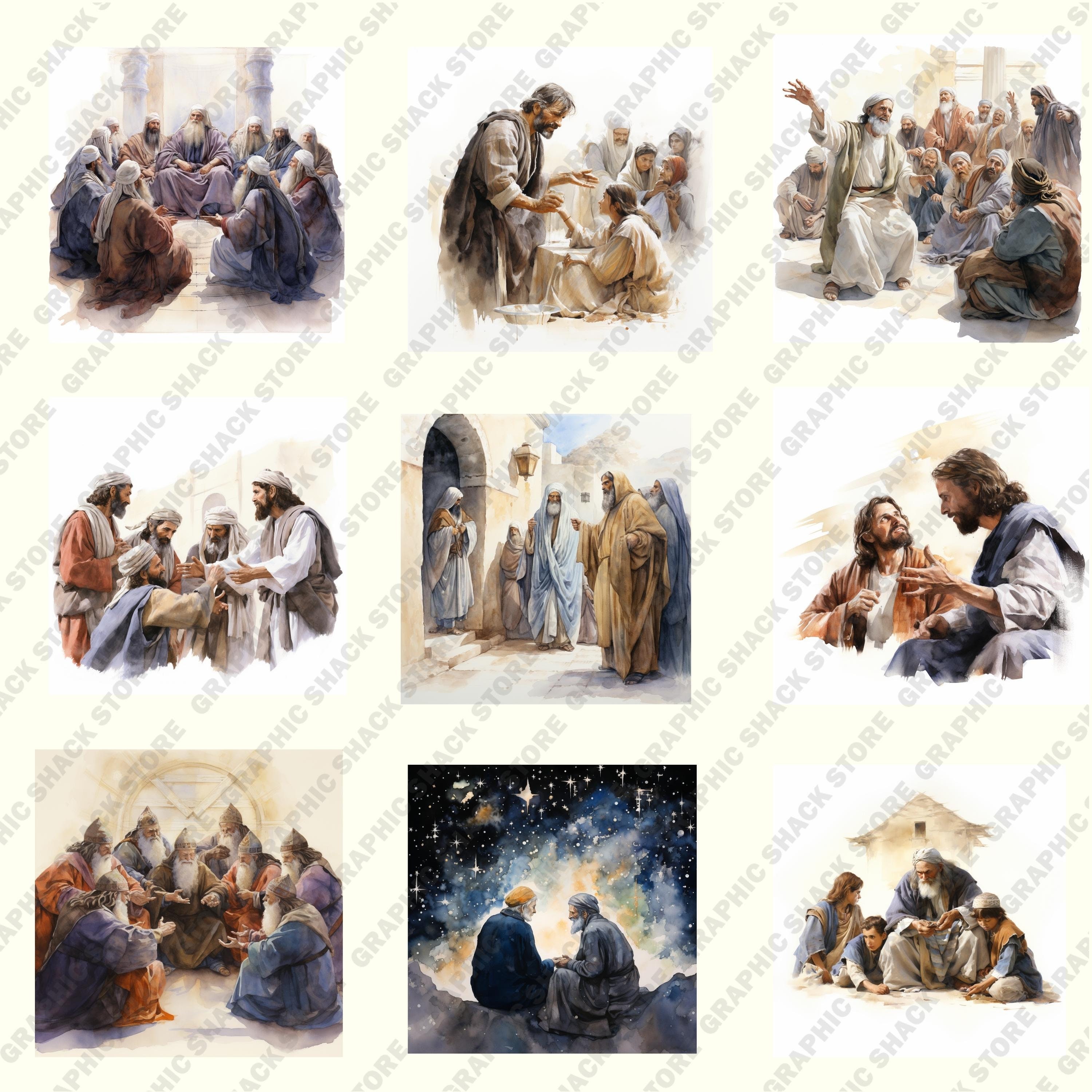 71 PNG Watercolor Nicodemus Clip Art Christian Religious Bible Based ...