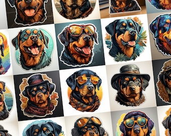 100 Adorable Rottweiler Dog Stickers - Perfect for Dog Lovers and Pet Enthusiasts, dog vinyl sticker, animal sticker, Rottweiler Sticker