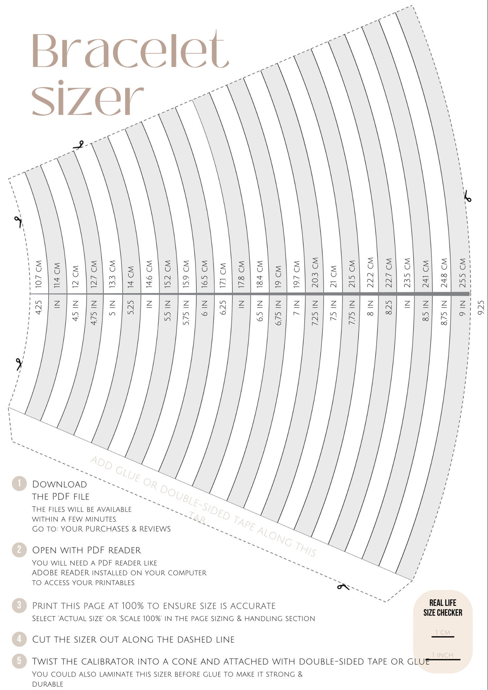 Printable Ring and Bracelet Sizer | Ring and Bracelet Size Measure ...