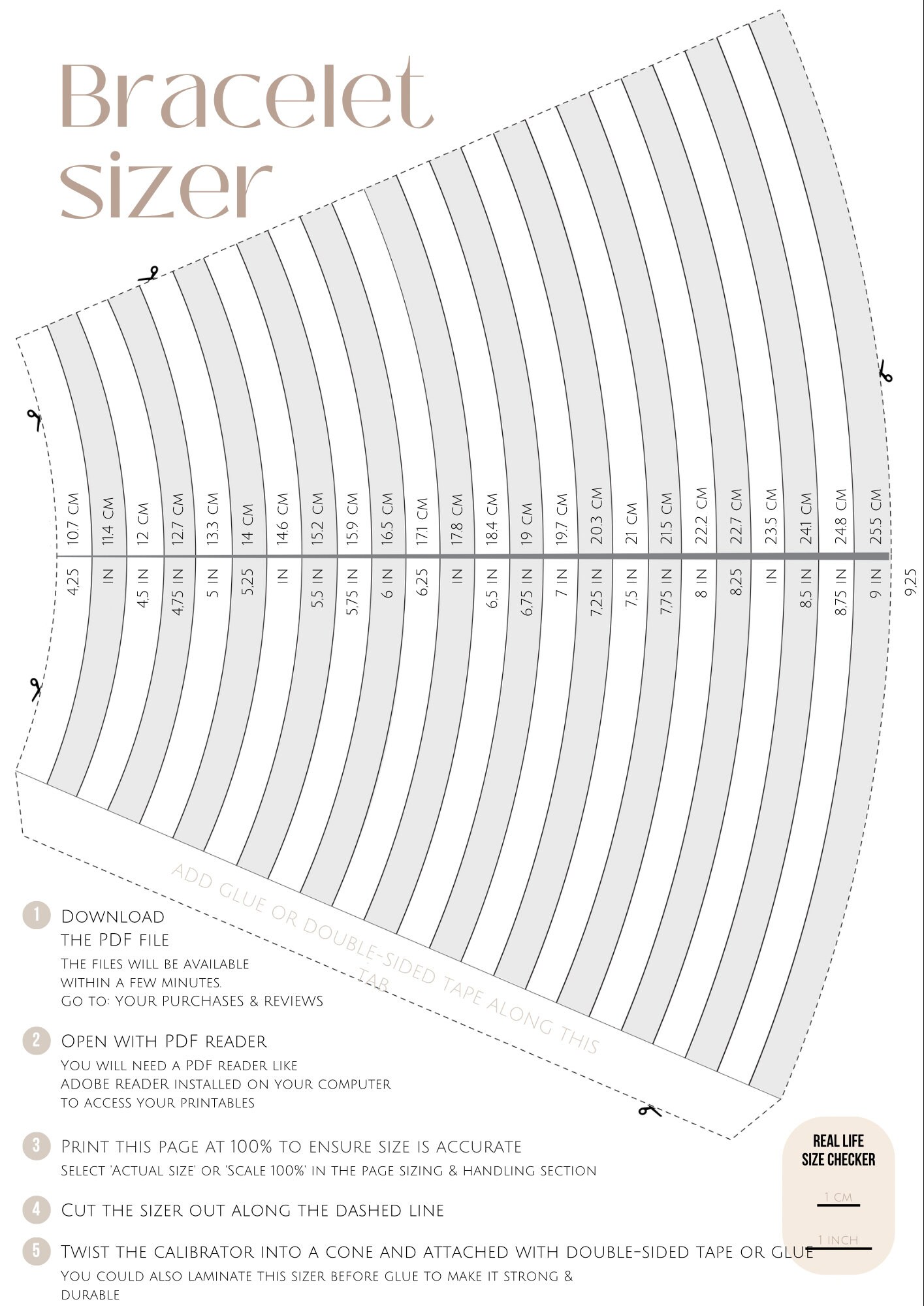 Printable Ring and Bracelet Sizer | Ring and Bracelet Size Measure ...