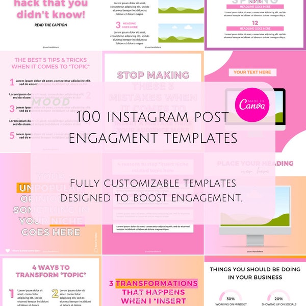 100 instagram post templates | Canva templates | Instagram engagement