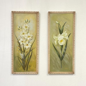 Lily and Iris Painting Set: Shabby Chic Floral Wall Decor