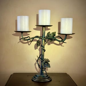 Forged Wrought Iron Tier Candelabra 3 Candle Holder Italian Style for Fireplace