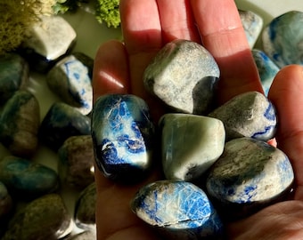 Afghanite Tumbles UV Reactive | Rare Afghanite Crystal | Fluorescent Stone Under UV Light | Blue Healing Crystal | Collector Mineral