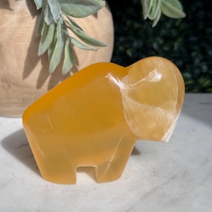 Honeycomb Calcite Buffalo Carving | Natural Crystal Sculpture | Grounding & Joyful Energy