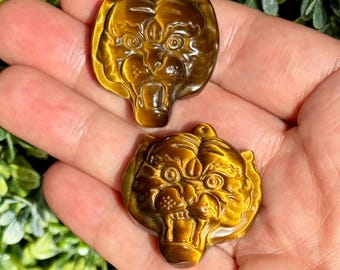 Small Tiger Head Totem | Tiger’s Eye Carving for Courage, Strength & Protection