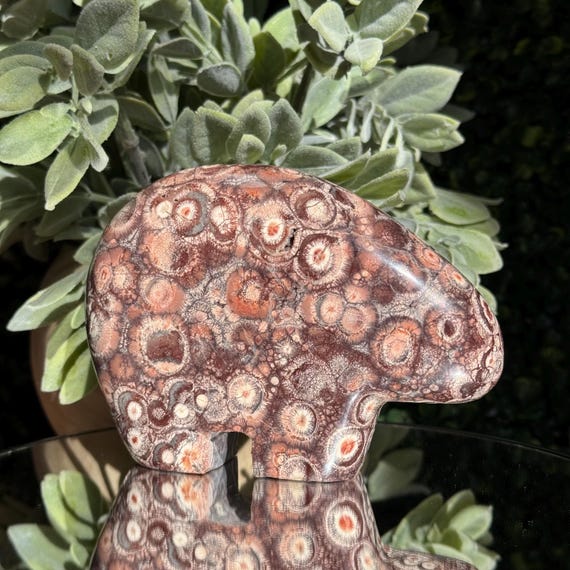 Bird’s Eye Rhyolite Bear Carving – Grounding & Earth Connection