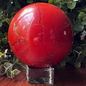Large Red Jasper Sphere Crystal Ball Healing Power Stone Gift Meditation Chakra Root Gem
