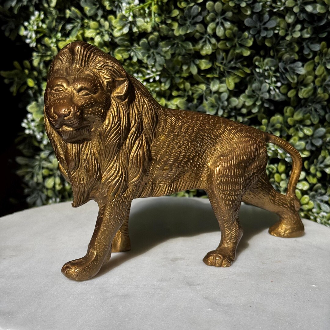 Vintage Brass Lion Figurine: Boho Home Decor Accent - Etsy
