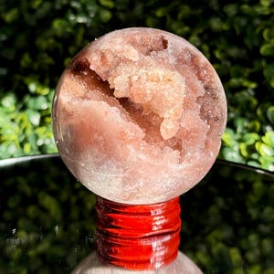Pink Amethyst Druzy Sphere – Natural Crystal Geode Sphere with Sparkling Cavity Sculptural Mineral Decor