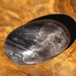 Black Moonstone Palm Stone: Polished Healing Crystal, 5 oz
