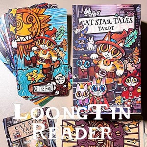 Jeu de tarot Cat Star Tales – Versions collector, standard et de poche, Tarot du chat mignon, Tarot fantastique, Lecture du tarot animalier, Jeu d'oracle