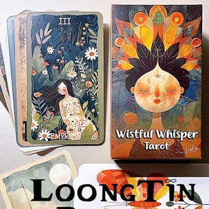 Wistful Whisper Tarot Deck – 78 RWS Cards, LoongTin x Nyonya Art with The Sun & The World Tuck box, Calm and Cool Energy, Not Ship To USA