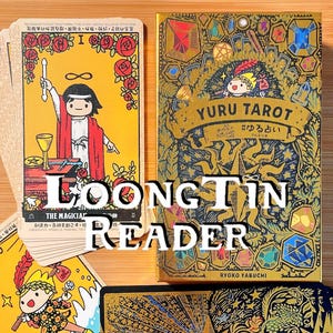 Yuru Tarot Deck – Japanese RWS-Based Tarot Card Game, Fun Party Tarot, Ryoko Yabuchi Art, Fortune Telling Game Card, Luxurious Gold Tarot