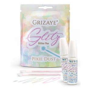 May include: Two white bottles of Grizaye Glitz Glitter Pen in Pixie Dust color. The bottles are 15 ml each and come with two applicators.