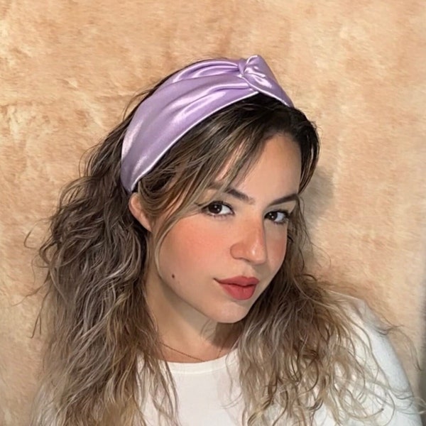 Lilac Purple Satin Headband Turban - Satin Headband Hair Band Bright - High Quality