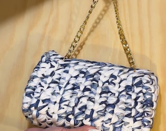 Limited Cute Aesthetic Bag, Pastel Crochet Top Handle Purse, Chunky T Shirt Yarn Mini Tote, Small Casual Beach Handbag, Unique Handmade Gift