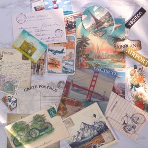 33 pcs Vintage Travel Junk Journal Kit, Ephemera,  Paper Pack, Vintage Journaling Paper, Craft Paper Supplies, Deco Paper for Scrapbook