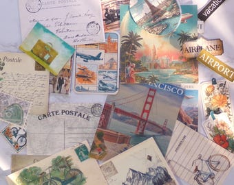 33 Stück Vintage Reise Junk Journal Kit, Ephemera, Papier Pack, Vintage Journaling Papier, Kraft Papier Zubehör, Deko Papier für Scrapbook