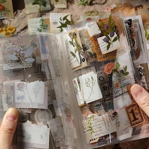 20 feuilles d’autocollants esthétiques pour la journalisation, ensemble d’autocollants décoratifs rétro, extrémités de la terre, végétation, Junk Journal, Bullet Journal