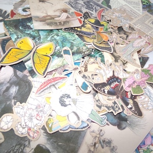 Kit vintage de fées éphémères de 86 pièces - papillons, champignons, fournitures de scrapbooking inspirées de la fantaisie pour les journaux indésirables, les collages et les travaux manuels