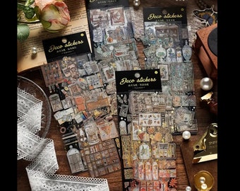12pcs Vintage Stickers  Waterproof, Natural & Decorative  Junk Journal Bullet Journal Scrapbooking