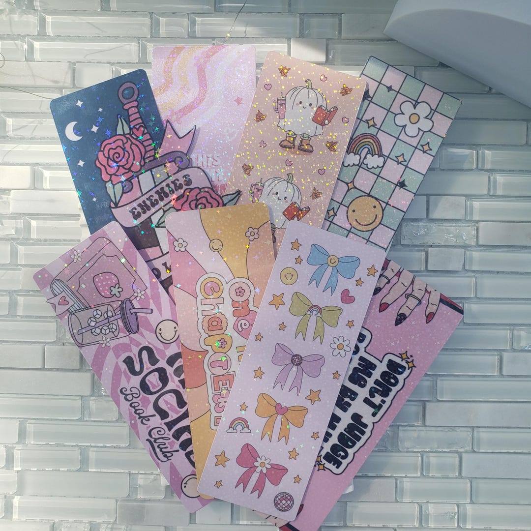 Glitter Holographic Laminated Bookmarks Booktok Bookstagram for Readers ...