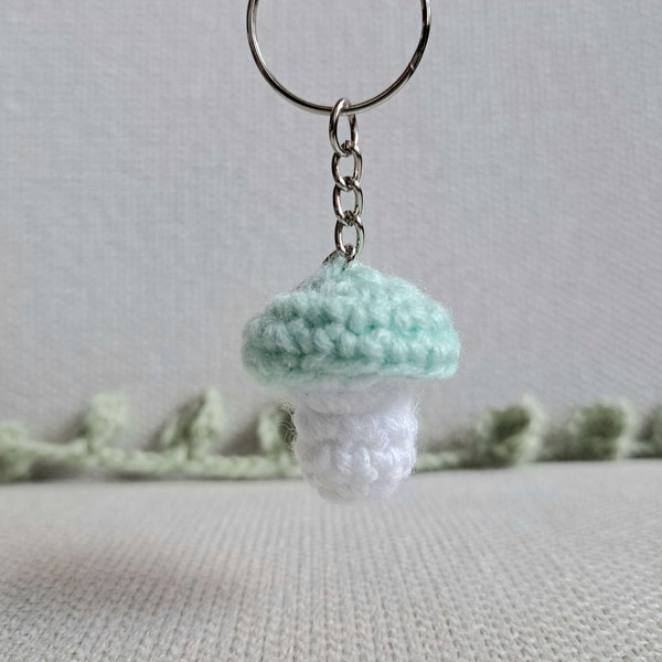 Crochet Tiny Mushroom Keychain